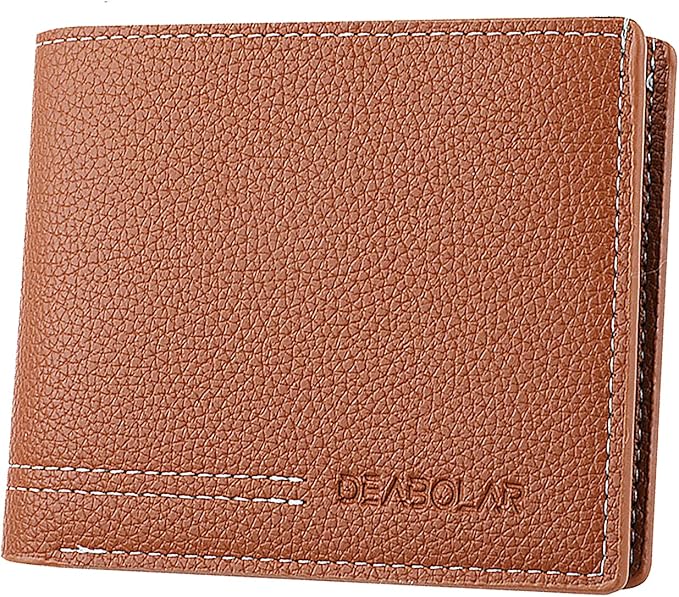 Men Wallet Black PU Material 4 Card Holder 2 Money Pockets 1 Clear Window Suitable for Gifts without RFID Slim Small for Traveling by SPDTECH