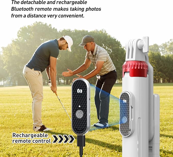 62" Phone Tripod & Selfie Stick for Golf Training | Cell Phone Tripod Stand with Wireless Remote and iPhone Holder, Golf Training Aid - Compatible with iPhone Android (White) - Image 7