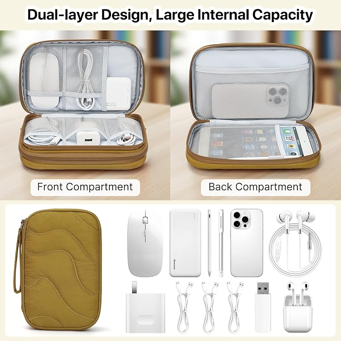 Skycase Tech Pouch - Lightweight Electronics Organizer Travel Case, Double Layers Travel Cable Organizer, All-in-One Storage Bag for Charger, Cord, Phone, Flash Drive, Accessories - XL - Image 3