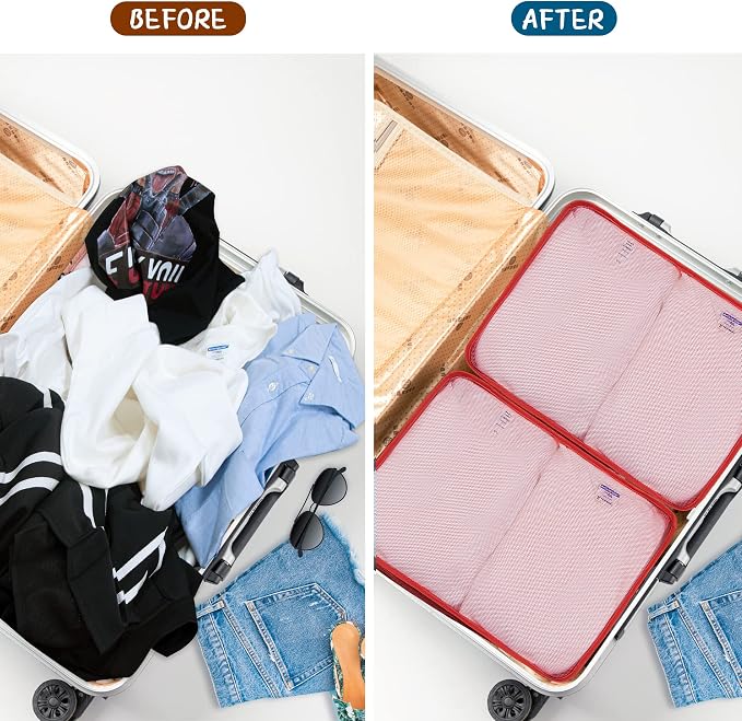 Packing Cubes Set, 2 Pcs Packing Organizers Set for Suitcases (Watermelon red) - Image 5