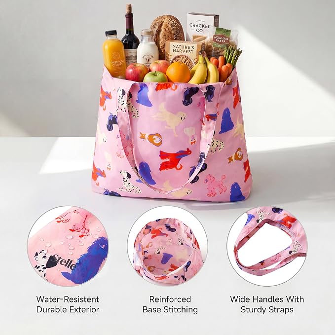 Stelle Lightweight Reusable Grocery Bag with Handles Ripstop Nylon Foldable Tote Shopping Bags for Travel and Groceries - Image 4