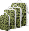 4 Set Compression Packing Cubes For Travel Bags Organizer For Luggage Suitcase Organizer, Compression Bags For Travel Accessories Luggage Storage Set (4 Pcs, Green Leopard) by Unknown