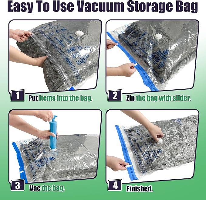 15 Jumbo Vacuum Storage Bags for Bedding, Vacuum Seal Bags for Clothing | Extra Large XL, Airtight Triple Seal, Save 80% Space, Hand Pump, Work with Vacuum, Double Zip, Reusable, Easy to Use - Image 4