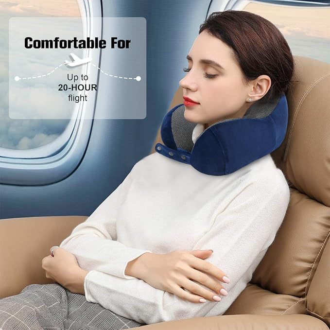 Cirorld Neck Pillow for Traveling, Travel Pillows for Airplanes,100% Pure Memory Foam Travel Neck Pillow, Adjustable Flight Pillow, Portable Plane Accessories with Eye Mask, Earplugs, Carry Bag - Image 7