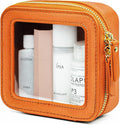 Clear Makeup Bag with Zipper Small Travel Cosmetic Case Orange Mini Pouch for Purse Accessories Car Storgae Essentials Bag Purse Pouch Organizer Compact Small Clear Toiletry Bag for Traveling by POPVIBE