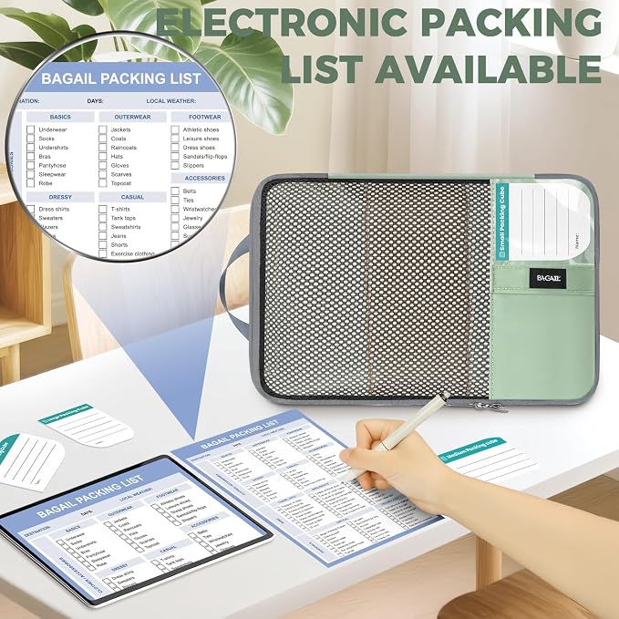 BAGAIL 4 Set/6 Set/8 Set Compression Packing Cubes Travel Accessories Expandable Packing Organizers(HalfMesh, 8-MatchaGreen) - Image 4