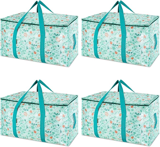 BALEINE 4-Pack Oversized Moving Bags with Reinforced Handles, Heavy-Duty Storage Tote for Clothes, Moving Supplies (Spring Stroll, 4-Pack) by BALEINE