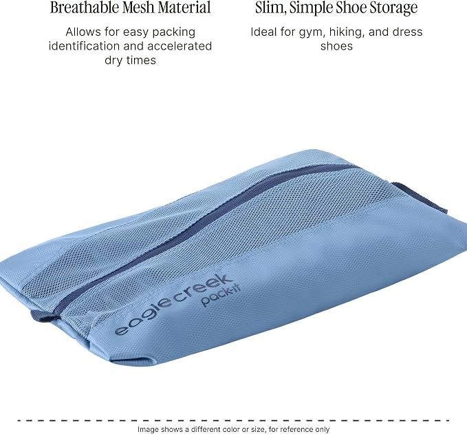 Eagle Creek Pack-It Reveal Shoe Sack - Breathable Shoe Storage Sack for Optimizing Luggage Space - Quick-Drying Material - Lightweight - Translucent Fabric - Washable - Ventilate - Image 4