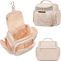 Large Leather Toiletry Bag for Women Men,Bathroom Bag,Water Resistant Shower Bag,Makeup Bag,Portable Shower Caddy for College Dorm,Hanging Travel Toiletry Bag with Transparent Waterproof Phone Pocket by Tealari
