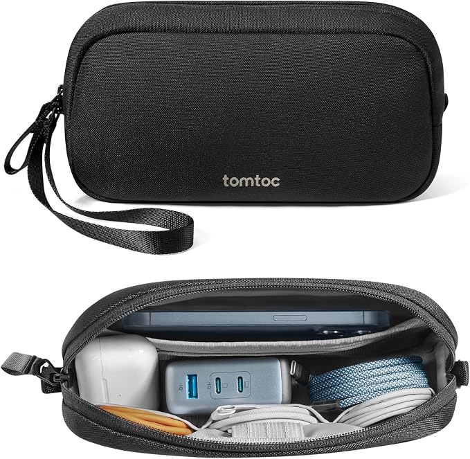 tomtoc Electronics Organizer Travel Case, Cable Organizer for Essentials | Water Resistant Tech Pouch Accessories Travel Bag Carry Storage for Cord, Phone, Cables, Airpods, USB Drive, Daily Items by tomtoc