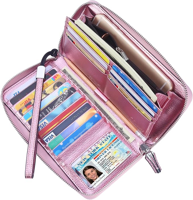 Small Compact Women Wallet RFID Blocking Genuine Leather Bifold Purse with ID Windows by Lavemi
