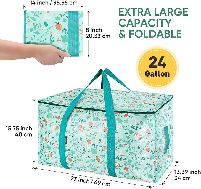 BALEINE 4-Pack Oversized Moving Bags with Reinforced Handles, Heavy-Duty Storage Tote for Clothes, Moving Supplies (Spring Stroll, 4-Pack) - Image 2