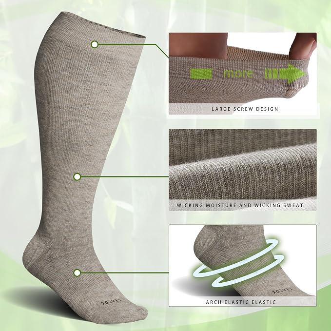 LEVSOX Wide Calf Compression Socks for Women&Men Plus Size 15-20mmHg Knee High Large Support Stockings for Circulation - Image 4