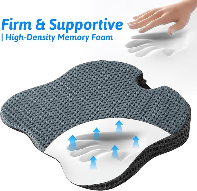 Wedge Car Seat Cushion for Better Visibility & Sciatica Pain Relief | High Density Memory Foam, Non-Slip Ergonomic Car Seat Cushion for Driving, Universal Fit for Car, SUV,Truck & Tractor - Image 4