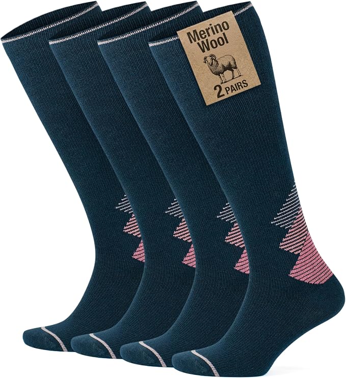 GoWith 15-20 mmHg Merino Wool Compression Socks, Thermal Travel Socks, Cushioned Knee High Hiking Socks for Men/Women by GoWith