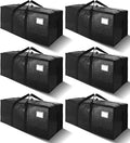 6 Pack Heavy Duty Extra Large Moving Bags W/Backpack Straps - Strong Handles & Zippers, Storage Totes For Space Saving, Fold Flat, Alternative to Box and Bin (40 gal, Black) by VELVETSURE