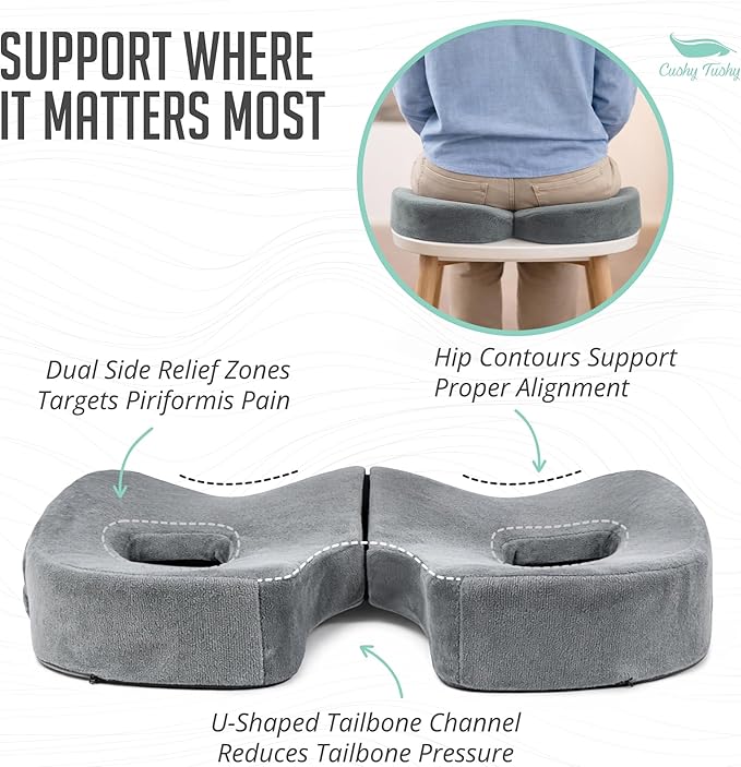 Premium Foldable Piriformis Seat Cushion - Piriformis Pain and Sciatic Pain Relief Cushion - for Home & Office Use, Perfect for Travel or Driving - Image 5