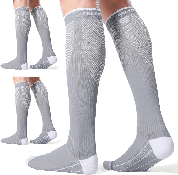 CS CELERSPORT 3/4 Pairs Compression Socks for Men Women Size 6-12 | Knee High Support Socks for Running Nurses Pregnancy Travel Daily Wear by CSCELERSPORT