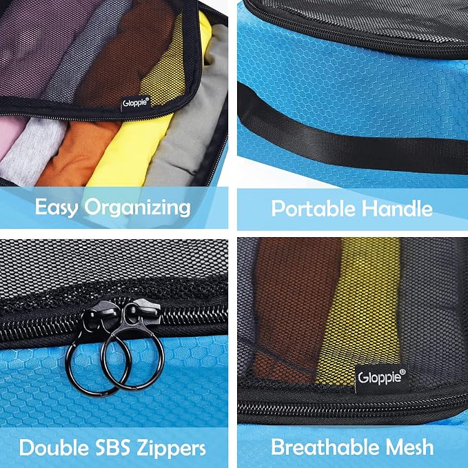 4-PACK Blue Organizer Cubes - Pack Luggage, Suitcase and Carry On Cubes - Image 8