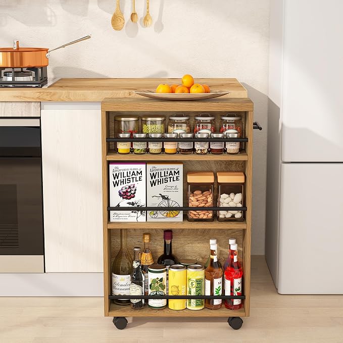 Tribesigns Slim Storage Cart, Rolling Narrow Kitchen Cart on Wheels for Small Place, 4-Tier Slide Out Slim Utility Cart Skinny Laundry Cart with Handle for Kitchen, Bathroom, Laundry - Image 7