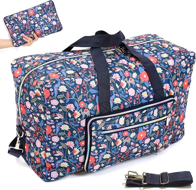 22" Foldable Large Travel Duffel Duffle Bag Sports Gym Tote Bag For Women Overnight Carryon Weekend Bag Shoulder Bag Water Resistant by Unknown