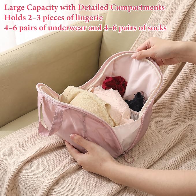 Travel Underwear Organizer Bag Travel Underwear Packing Cube | Portable Multi-Compartment Storage Bag for Women Clothes, Lingerie, Bras, Ideal for Luggages, Suitcases and Carry-Ons - Image 4