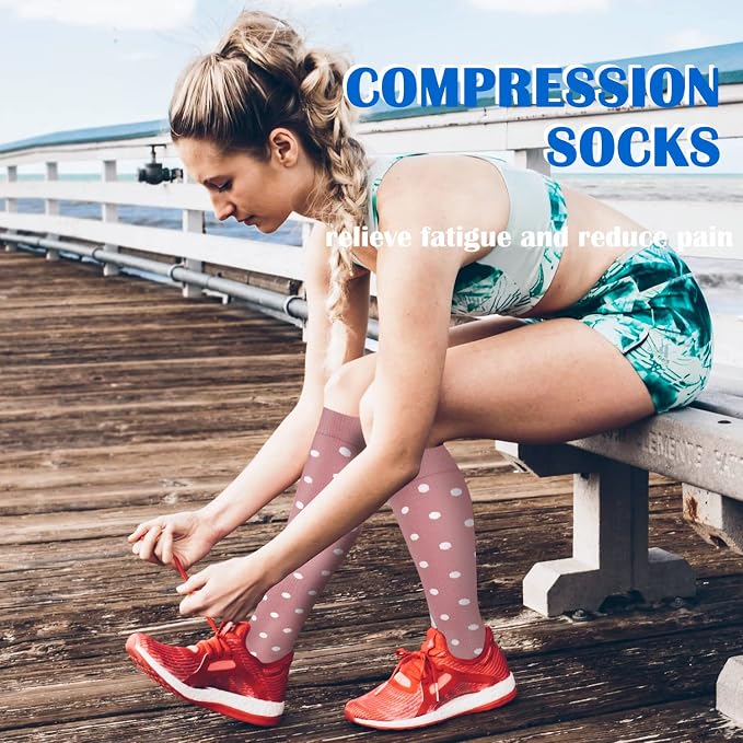 Aoliks Compression Socks for Women and Men 4 Pairs, Mild Support | Long Knee High Stockings for Nurses Running Travel Flying Pregnancy Athletic 15-20 mmHg - Image 3