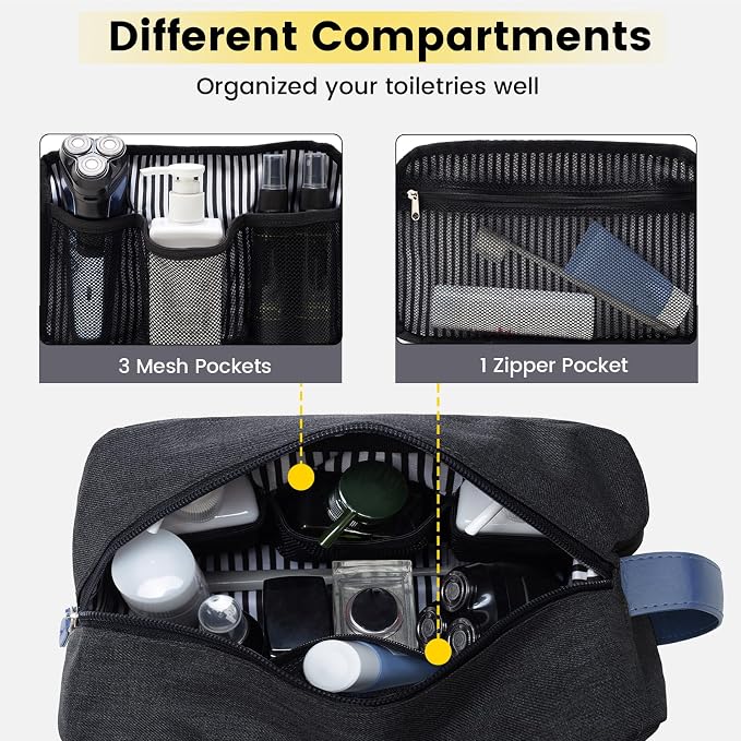 Vorspack Water Resistant Travel Toiletry Bag for Men - Black&Blue | Travel Bag for Toiletries, Large Capacity, Organized Compartment, Suitable for Shaving Grooming Accessories, Gifts for Men - Image 3