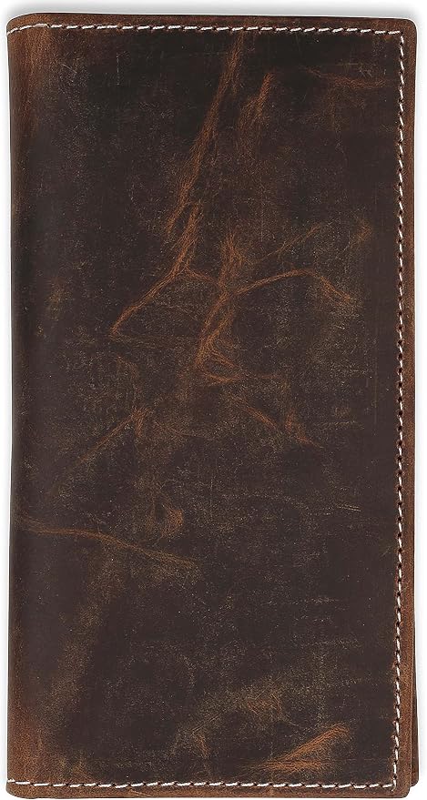 F&L CLASSIC Men's RFID Vintage Look premium Genuine Leather Long Bifold Wallet Checkbook Wallets,buffalo vintage leather by FLCLASSIC