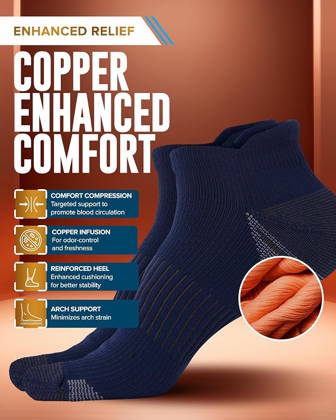 Doctor's Select Copper Ankle Compression Socks for Women and Men - 4 Pairs | Athletic Running Plantar Fasciitis Socks - Image 3