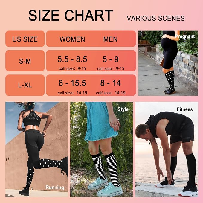 4 Pairs Compression Socks for Women Circulation-Best Support for Nurses,Running,Athletic,Travel - Image 6