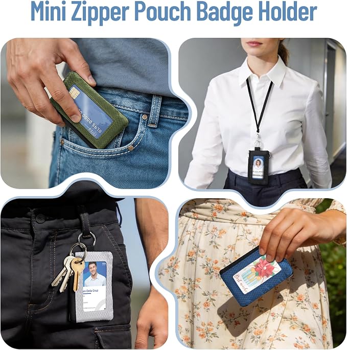 RFID Blocking Lanyard Wallet with ID Window Card Holder Black 1pc | Slim, Small, Keychain Wallet, Traval Neck Wallet, Zipper Pouch, Badge Holder, for Cards Cash Coins - Image 8