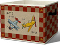 Rustic It's Fun To Fly Airplane Storage Bins Boxes with Handles | toys books clothes, red checkered nursery foldable basket for organizing bedroom toddler room playroom by Unknown