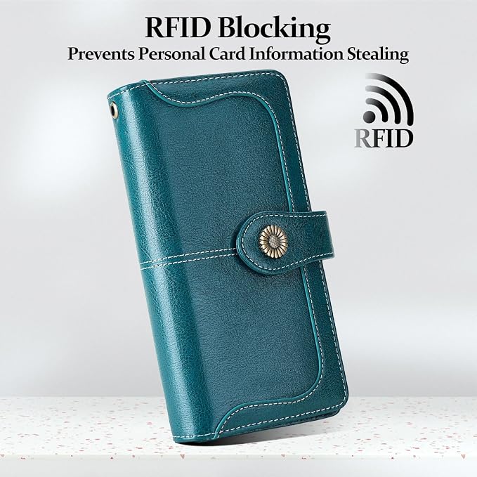 Wallets for Women Trifold Wristlet Wallets Large Capacity RFID Blocking Ladies Purse Credit Card Holder - Image 3
