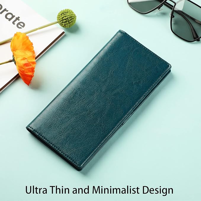Ultra Slim Thin Leather Women Wallet RFID Blocking Credit Card Holder Bifold Long Ladies Billfold - Image 2