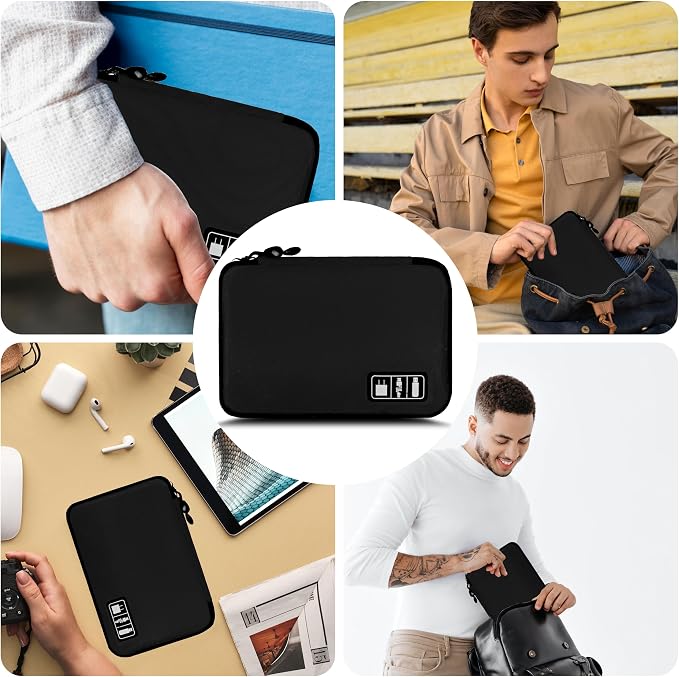 Electronics Organizer,Travel Cord Organizer Pouch,Cable Organizer Bags | Travel Electronic Accessories Storage Case for Cables, Cords, Charger, Phone (Black) - Image 6