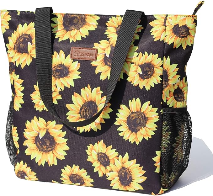 ESVAN Original Floral Water Resistant Large Tote Bag Shoulder Bag for Gym Beach Travel Daily Bags Upgraded by ESVAN