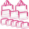 TISRATOK 10 PCS Clear Travel Bags for Toiletries, Clear Makeup Bags（Rose） | 3 Size plastic clear bags with zipper handbag, TSA approved cosmetic pouch for travel, swimsuit,toy storage bags by TISRATOK