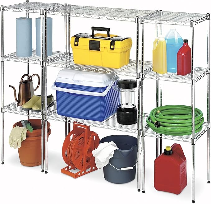 Whitmor 1 Tier Supreme Stacking Shelving Unit, Wire Metal Home Storage Organizer, 15" L x 14" W x 15" H, Chrome - Image 5