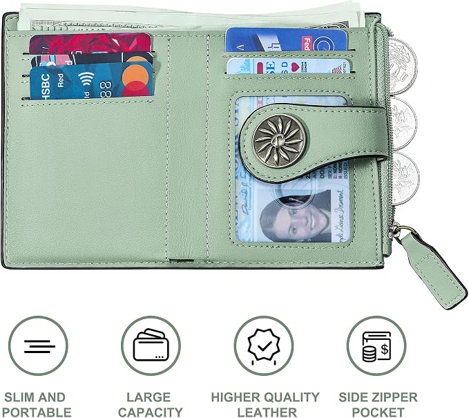 Tipmile Small Wallet for Women Bifold RFID Blocking Card Holder Leather Wallets with Zipper Coin Pocket - Image 6