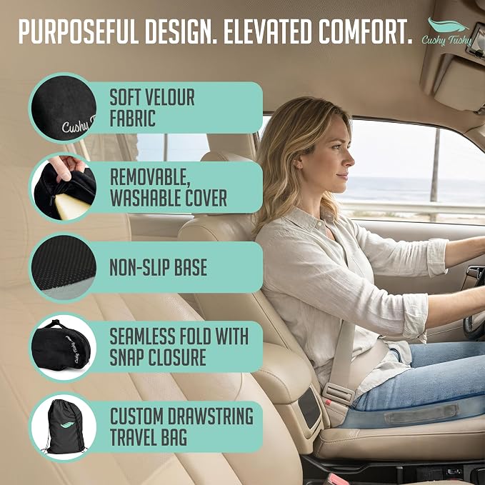 Premium Slim Foldable Travel Seat Cushion - for Relief of Lower Back, Sciatic, Butt and Tailbone Pain - for Home & Office Use, Perfect for Travel or Driving - Slim Coccyx Cushion - Black - Image 9