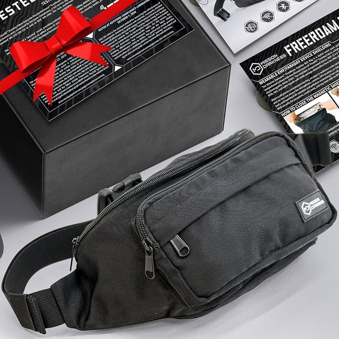 Mission Darkness FreeRoam Faraday Belt Bag // Fanny Pack Travel Sling with RF/EMF Shielding Liner. Signal Blocking Anti-tracking Data Privacy Mobile Device Security. Fits Cell Phones + Accessories - Image 2