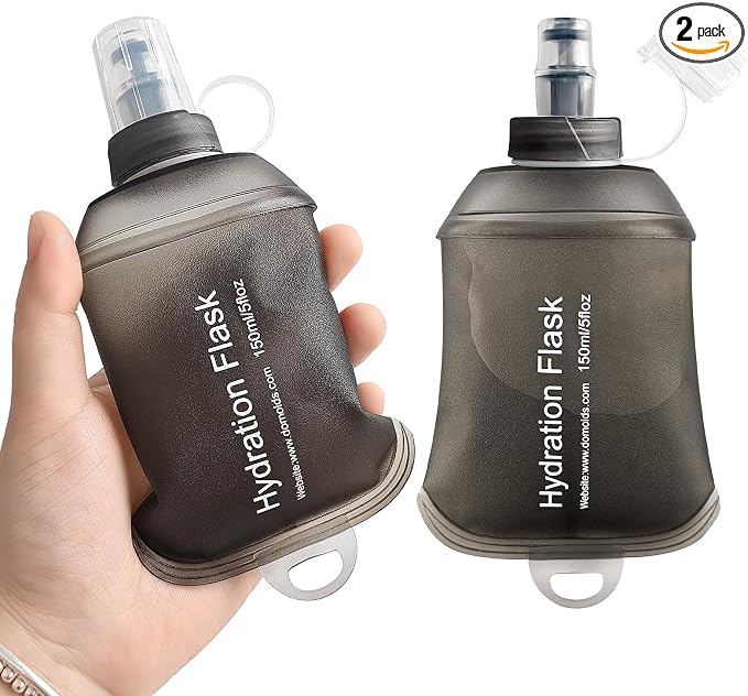 GUYI GYGYL Soft Flask Collapsible Water Bottle for Sports, 150ml Grey 2pcs | TPU Collapsible Water Bottle for Hydration Pack, Running Vest, Leak-Proof Folding Bottle for Hiking Cycling Climbing Jogging by GUYI