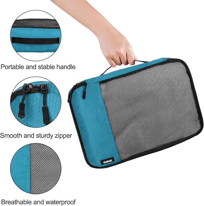 Packing Cubes for Travel Essentials,4 Set Packing Cubes for Suitcases,Lightweight Mesh Luggage Organizer Bag,Blue - Image 3