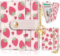 Jogjam Strawberry Rfid Girls Teen Women Wallet, Small Credit Card Holder | PU Leather Bifold Cash Zipper Coin Pocket ID Window, for Female Ladies Teen Girls Girly Gifts by Jogjam