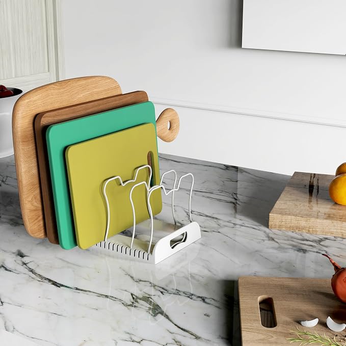 Simple Houseware 7 Compartments Adjustable Pan Organizer, White - Image 5
