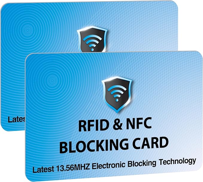 SaiTech IT 2 Pack RFID Blocking Card for Credit Debit ID Card, Sky Blue | Slim Anti-Theft Contactless NFC RFID Blocker Protector, Easily Fit into Wallet and Purse, for Men & Women by SaiTechIT