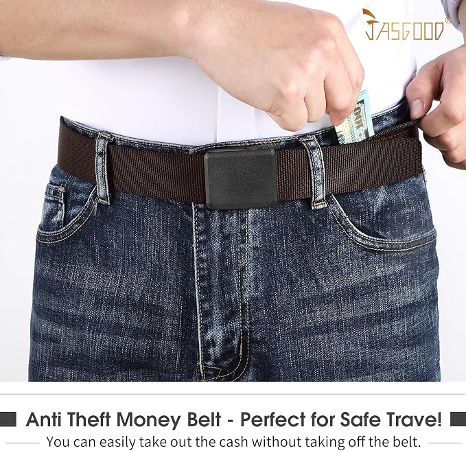 Travel Security Money Belt with Hidden Money Pocket - Cashsafe Anti-Theft Wallet Unisex Nickel free Nylon Belt by JASGOOD - Image 2
