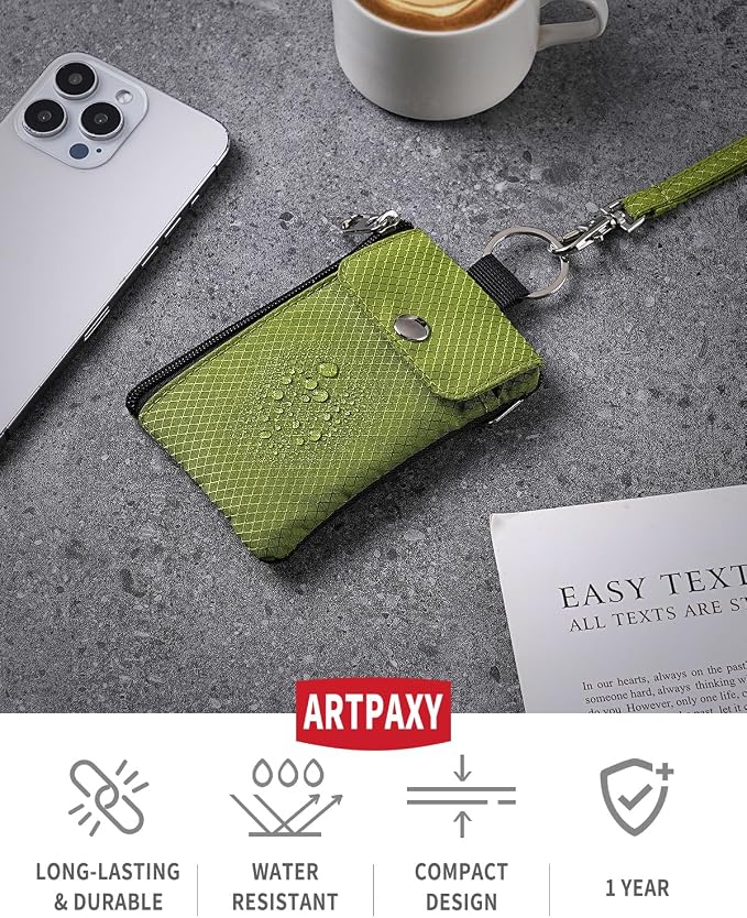 Artpaxy Minimalist Wallet For Mens Womens, Keychain RFID Blocking Zipper Small Wallet with ID Window 2 Lanyards,Water Resistant Travel Cash Card Coin Case Boys Girls - Image 3
