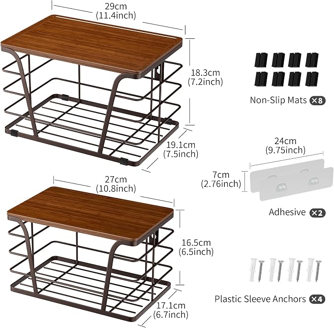 TIDIIABODE Extra Large 2 Pack Potato and Onion Storage Bins,Stackable Storage Pantry Organizers, Kitchen Storage Bins for Potato and Onion, Wall Mount Trash Bag Holder with Bamboo Top, Brown - Image 3